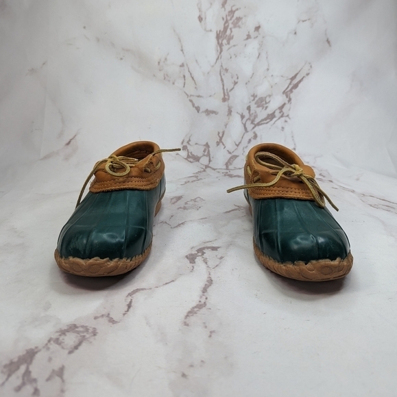 Eddie Bauer Duck Boots Women EU 39 US 8 Shoes Brown Green Low Top Rain Vintage - Picture 3 of 10